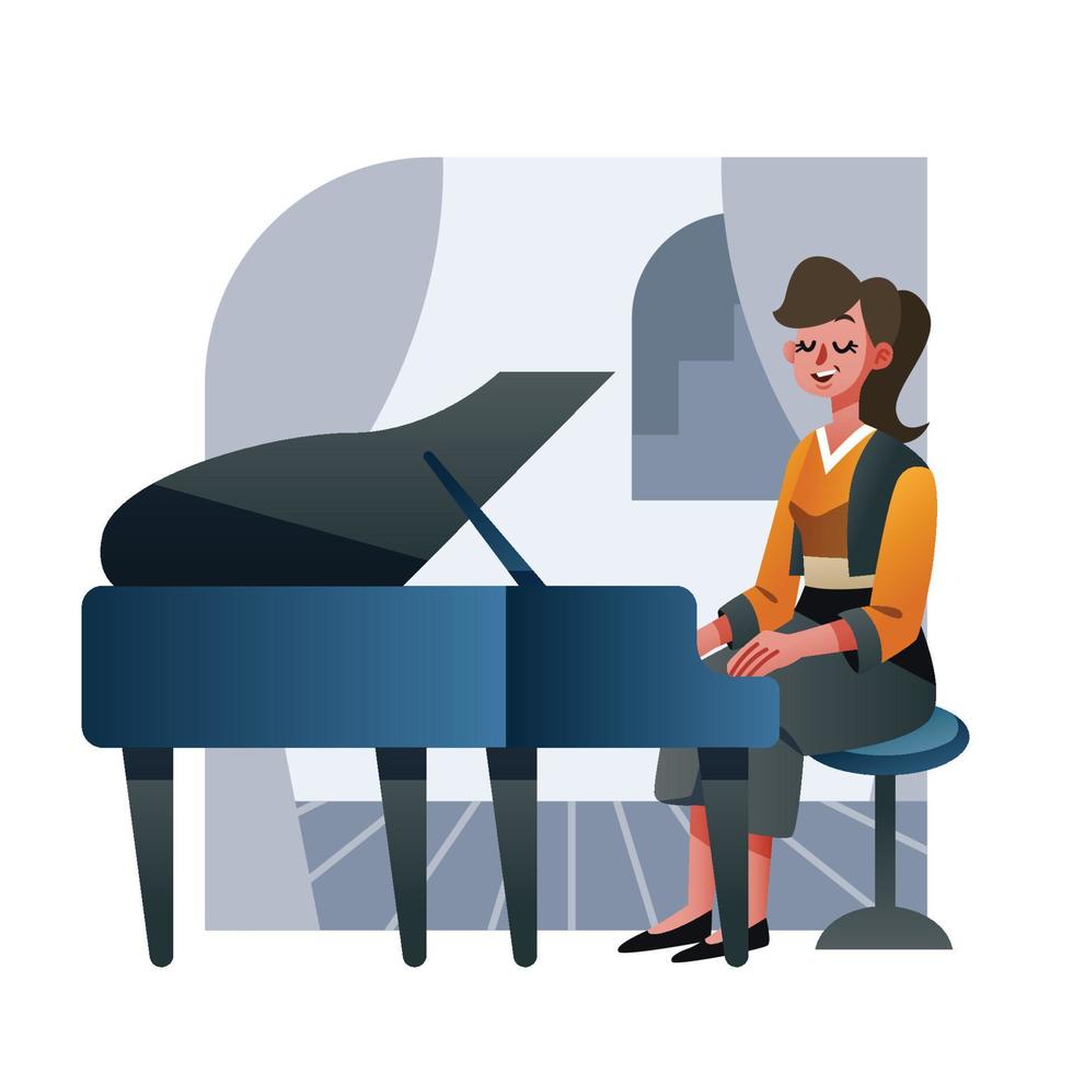 A Pianist Is Performing On Stage vector
