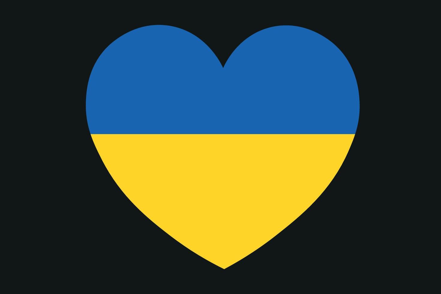 amor por ucrania, emblema del corazón en los colores de la bandera nacional sobre un fondo negro. paren la guerra. ilustración vectorial vector