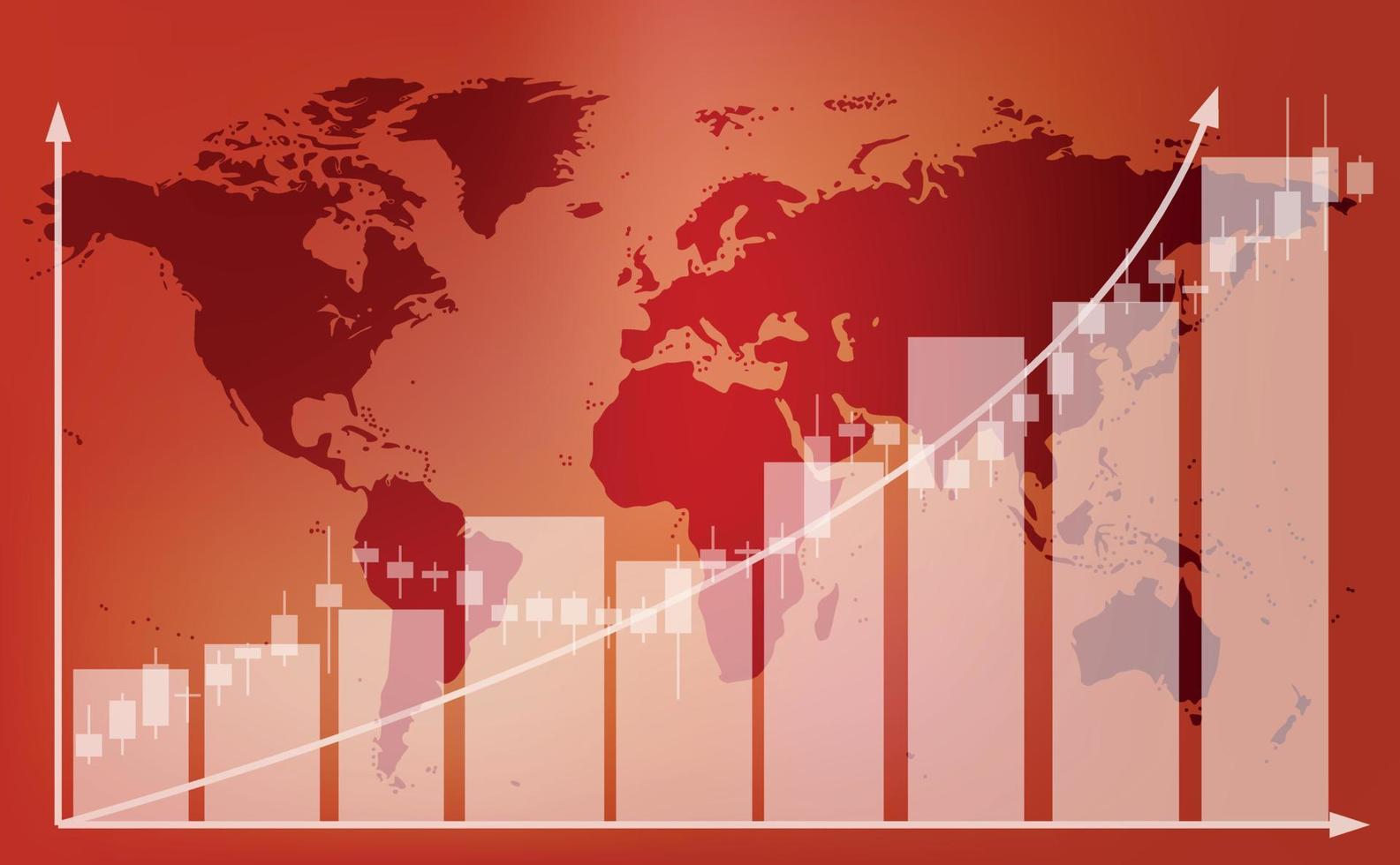 Graph of the growth of the world economy, oil and gas reserves on the background of the world map. information poster. Vector illustration
