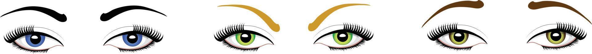 Women eyes expressions set, vector