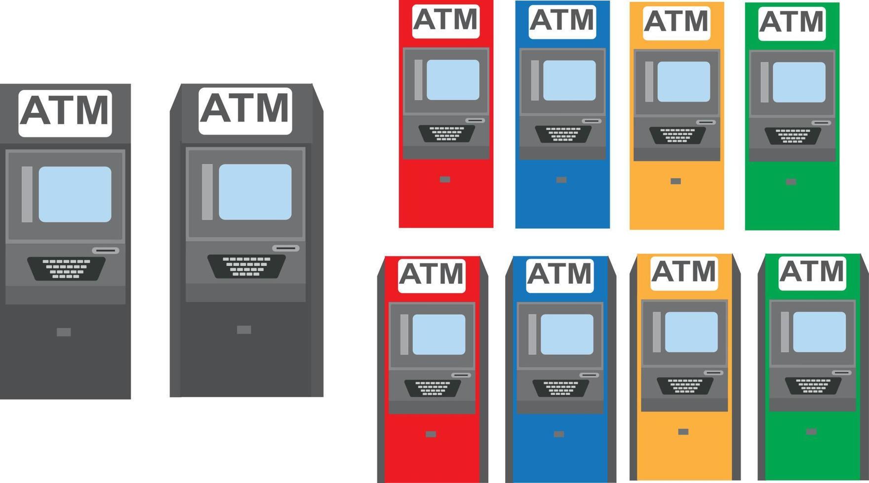 Bank ATM vector icon illustration set white background