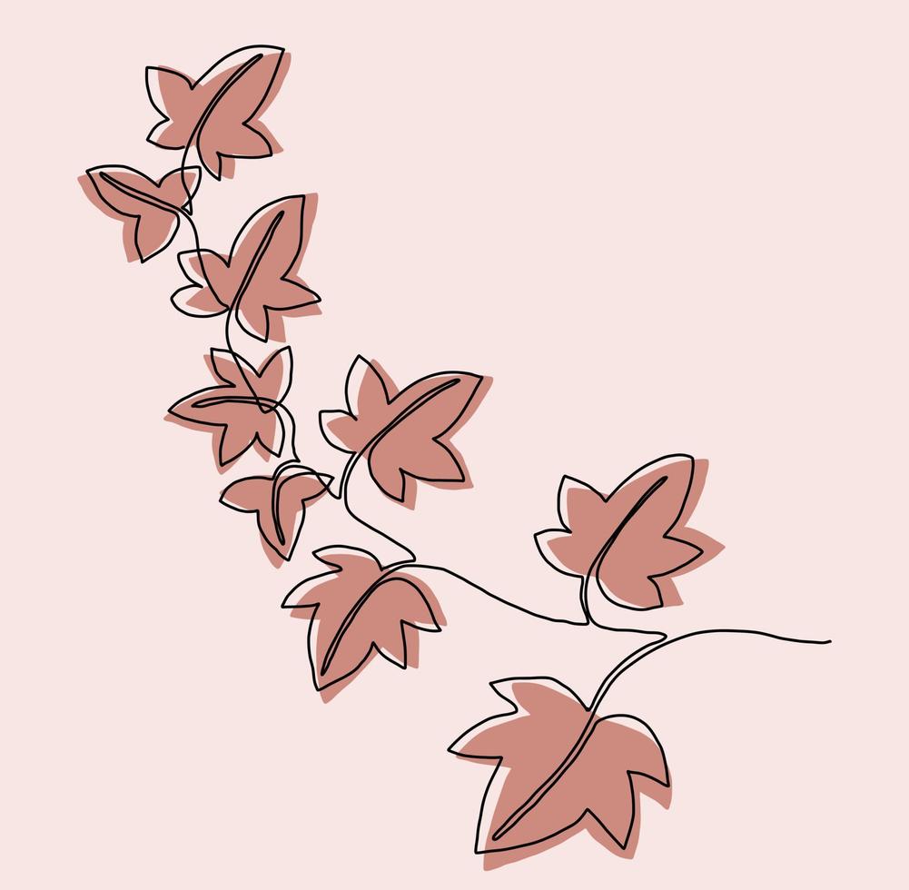 Simplicity ivy continuous line freehand drawing. vector