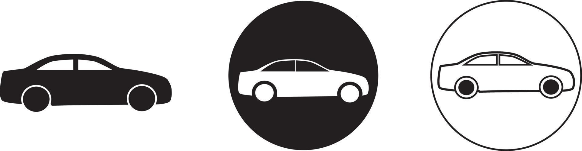 Simple and cool car vector illustration icon set black and white