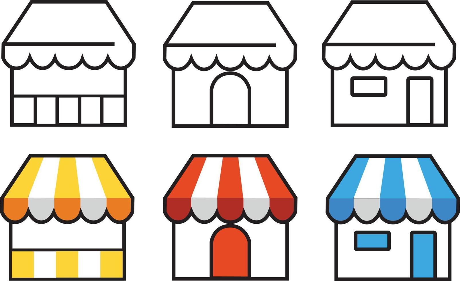 material de ilustración de icono de vector de puestos de tienda de tienda linda