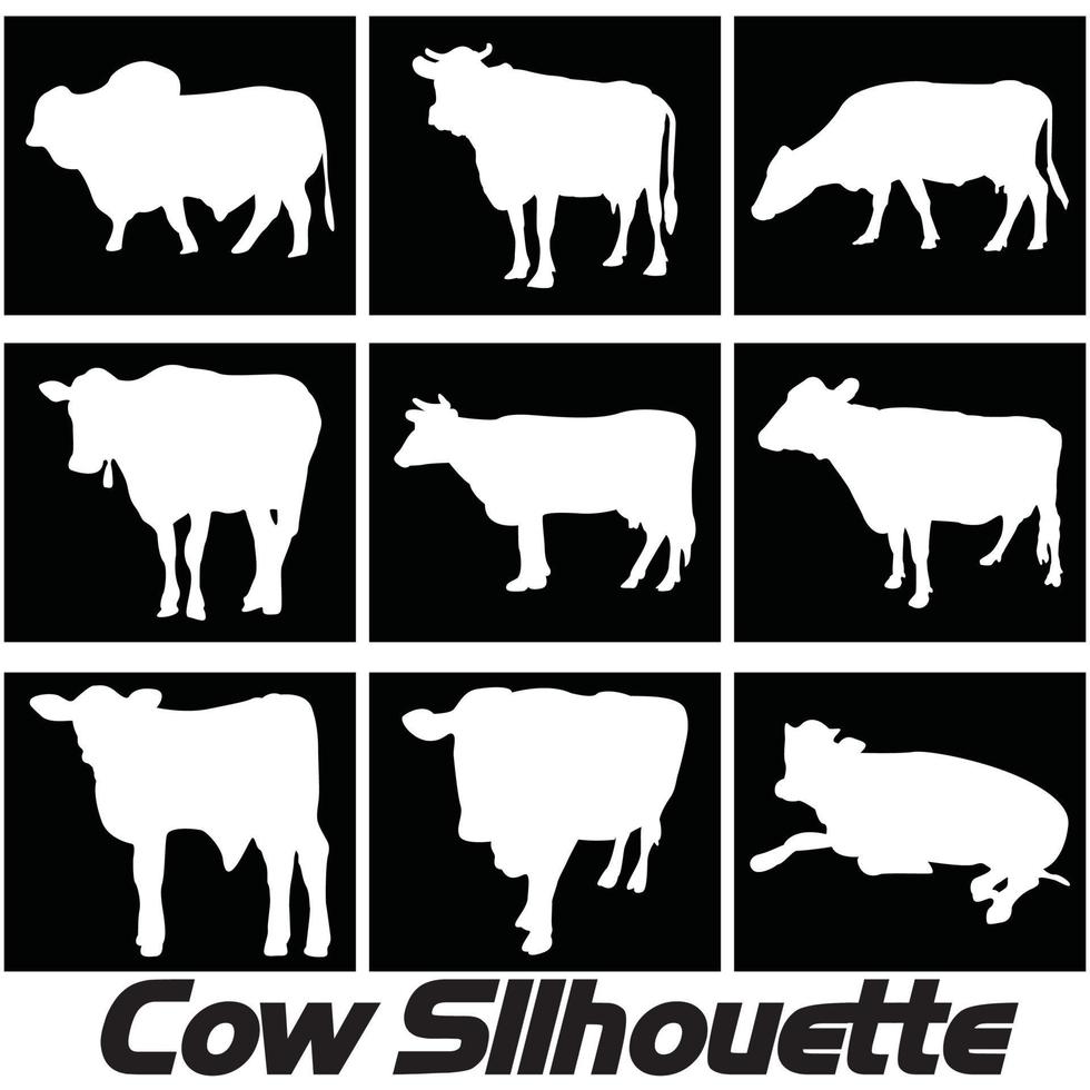 colección de conjunto de silueta de vaca vectorial vector