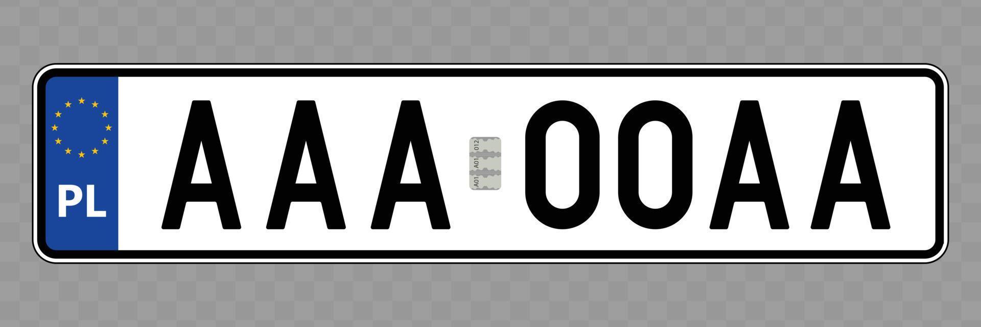 Vehicle number plate vector