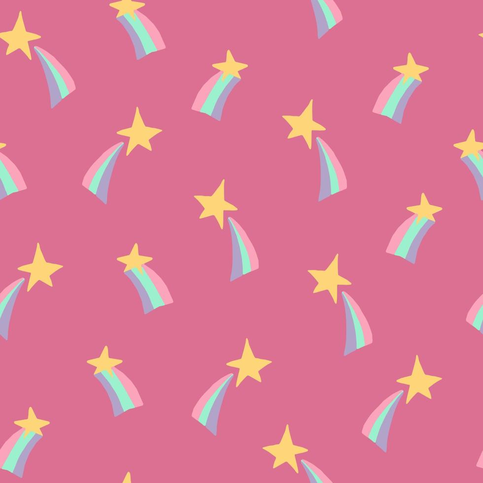 star, rainbow seamless pattern hand drawn. . wallpaper, wrapping paper, textile, background fairy tale nursery pastel cute vector