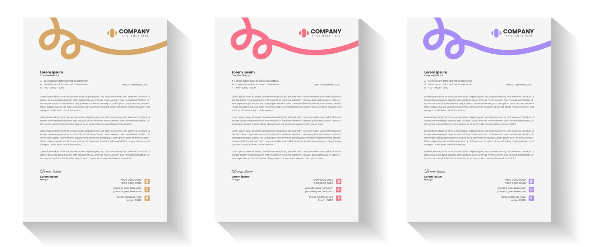 corporate modern business letterhead design template with yellow, red and purple color. modern letterhead design template for your project. letter head, letterhead, business letterhead design. vector