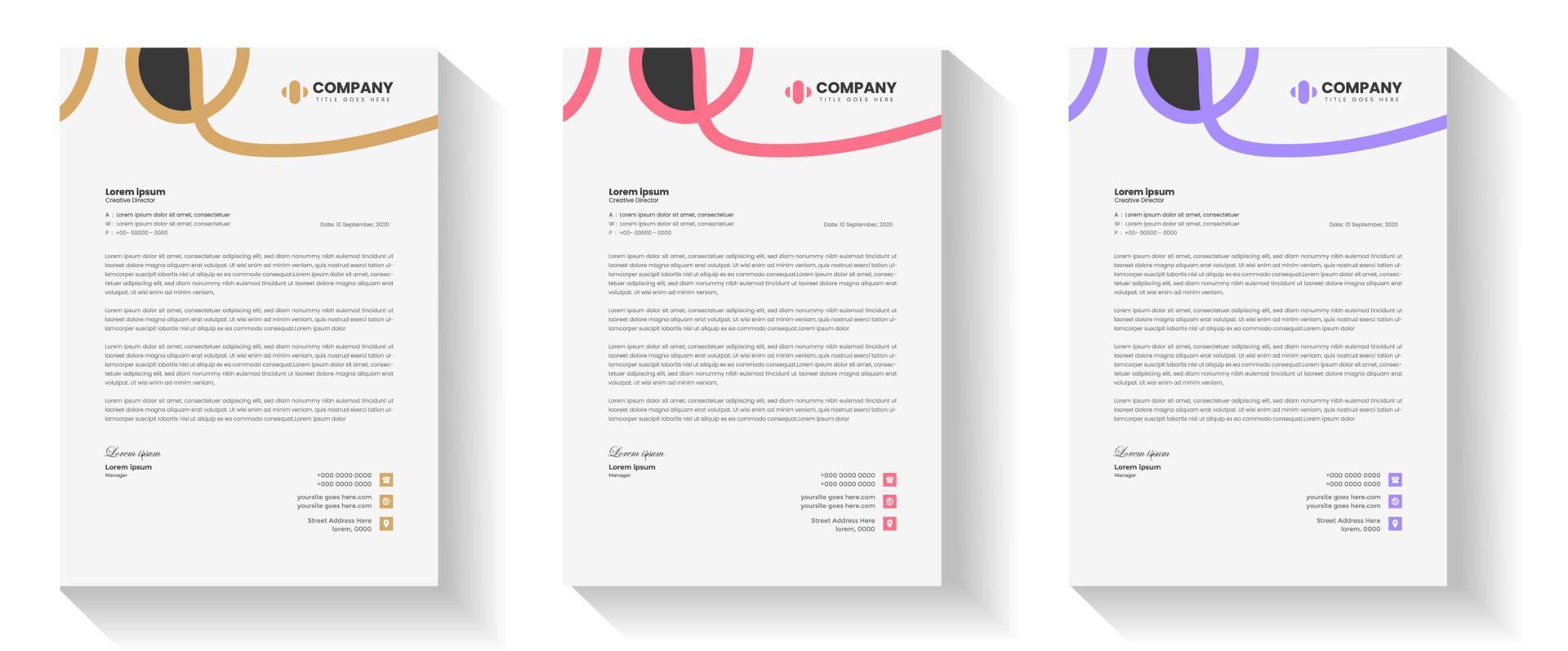 corporate modern business letterhead design template with yellow, red and purple color. modern letterhead design template for your project. letter head, letterhead, business letterhead design. vector