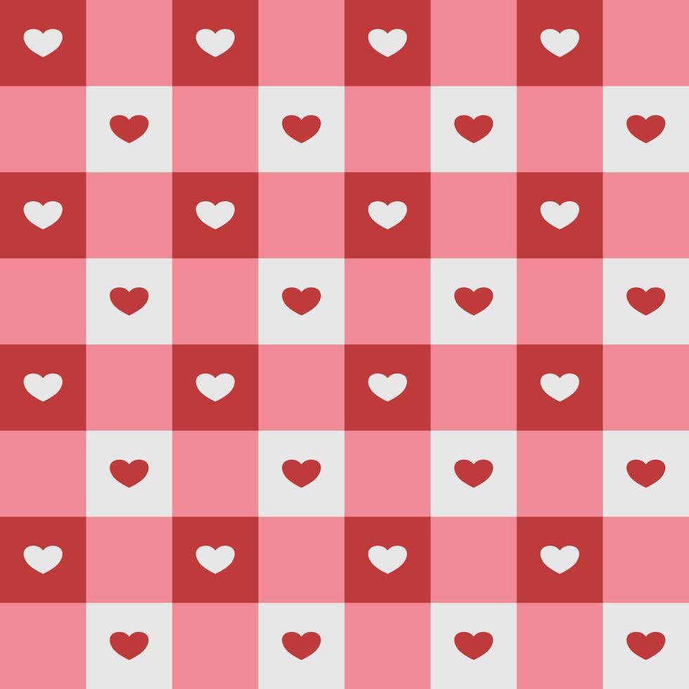 Illustrator vector of seamless wallpaper of white heart on red square and red heart on white square, wallpaper of mini heart repeat