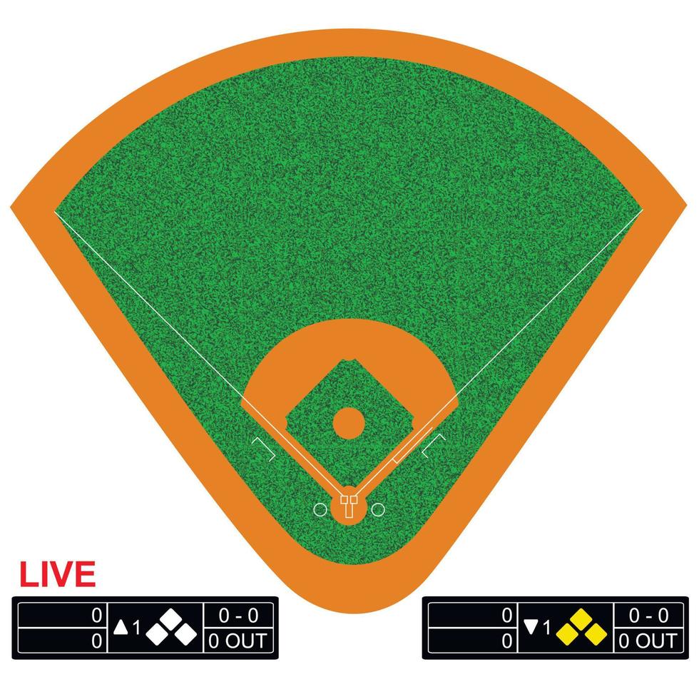 Baseball field vector illustration. Infographics for web pages, sports broadcasts, strategies backgrounds.