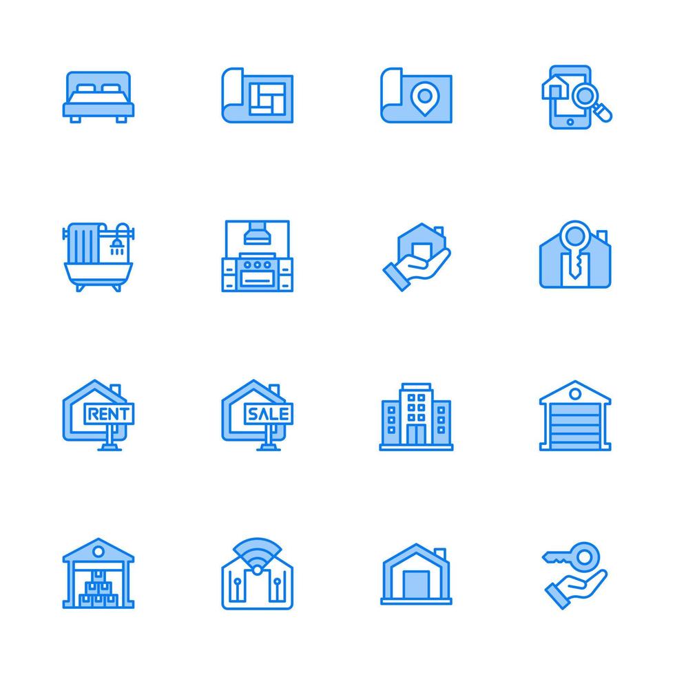 conjunto simple de iconos de línea de vector relacionados con bienes raíces. signo de estilo lineal para concepto móvil y diseño web. icono de vector de línea. símbolo, ilustración de logotipo.