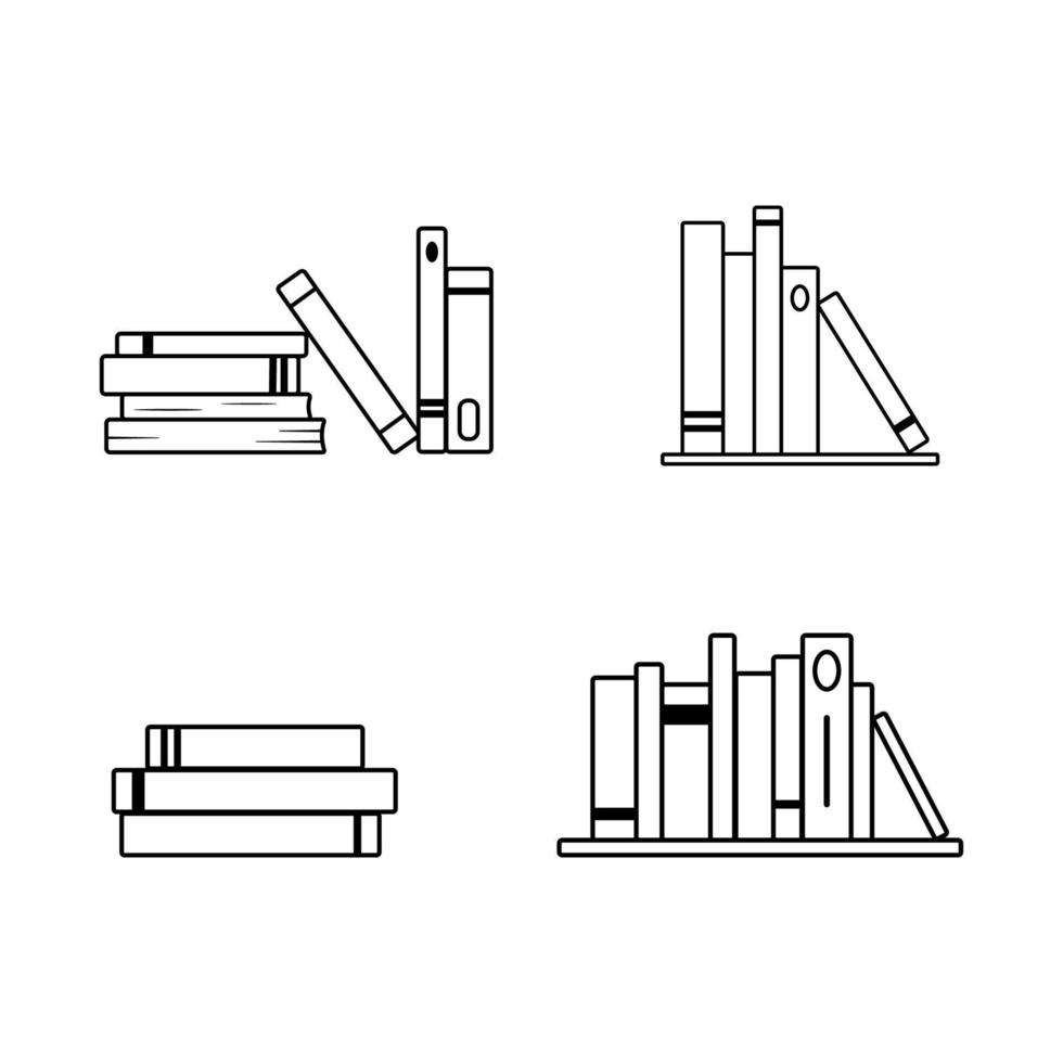 libros impresos literatura para leer y estudiar. ilustración de línea vectorial aislada sobre fondo blanco. icono de pila de libros vector