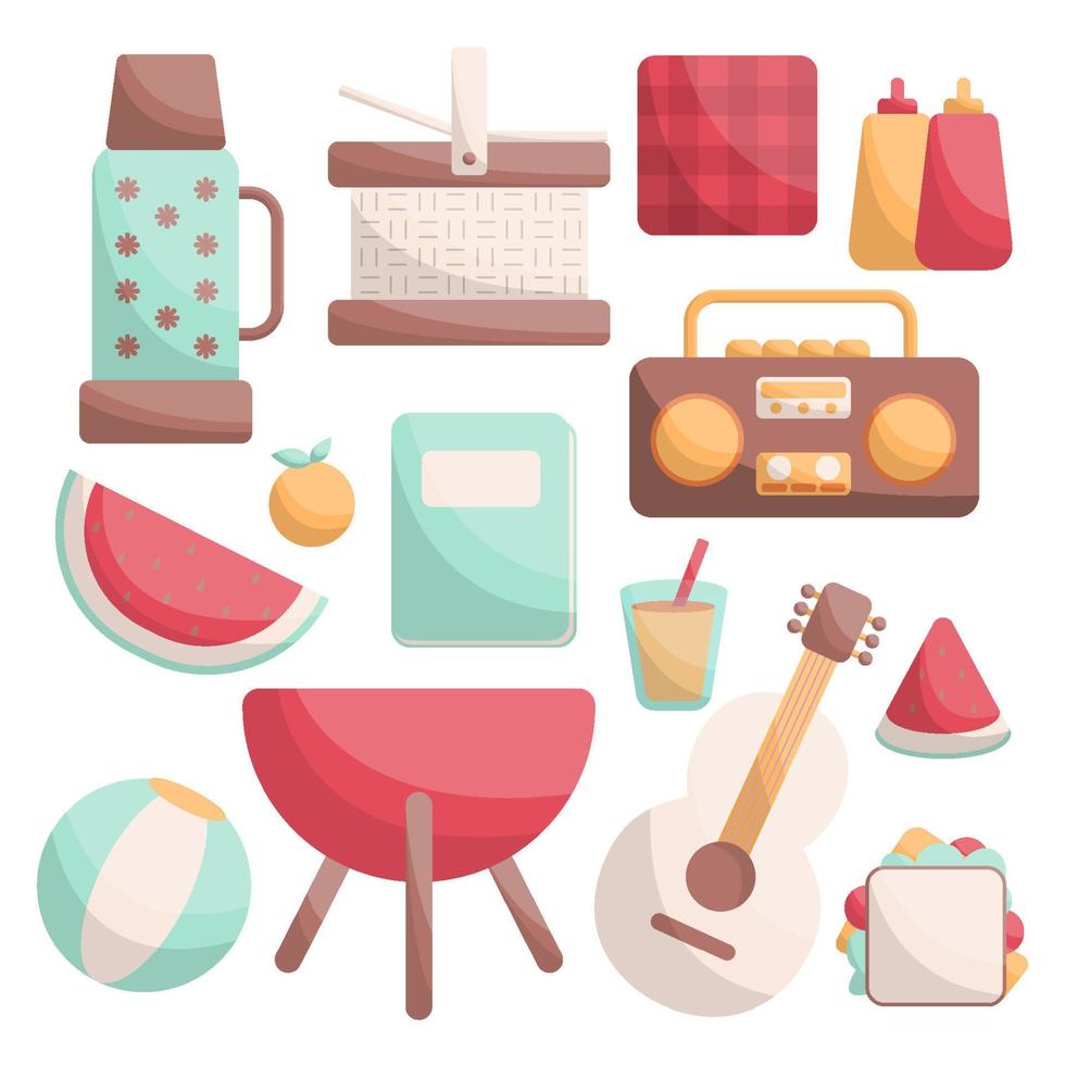 conjunto de iconos de actividades de picnic vector