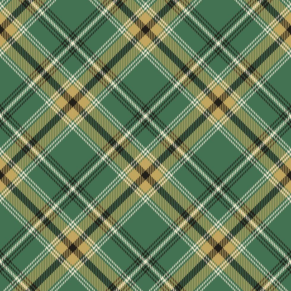 Tartan check pattern in green, brown, white and black. Textured seamless plaid for skirt, jacket, shirt  or other textile design vector