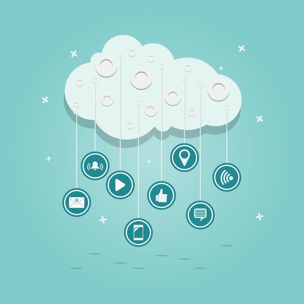 nube con vector de iconos de redes sociales