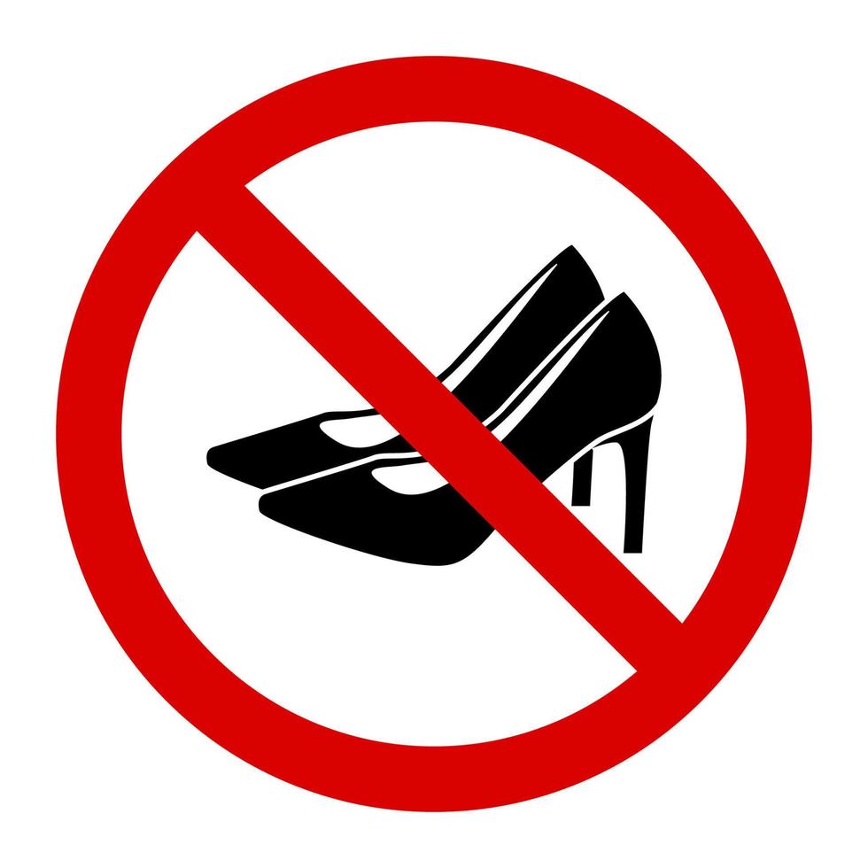 Warning no high heels sign and symbol graphic design vector illustration