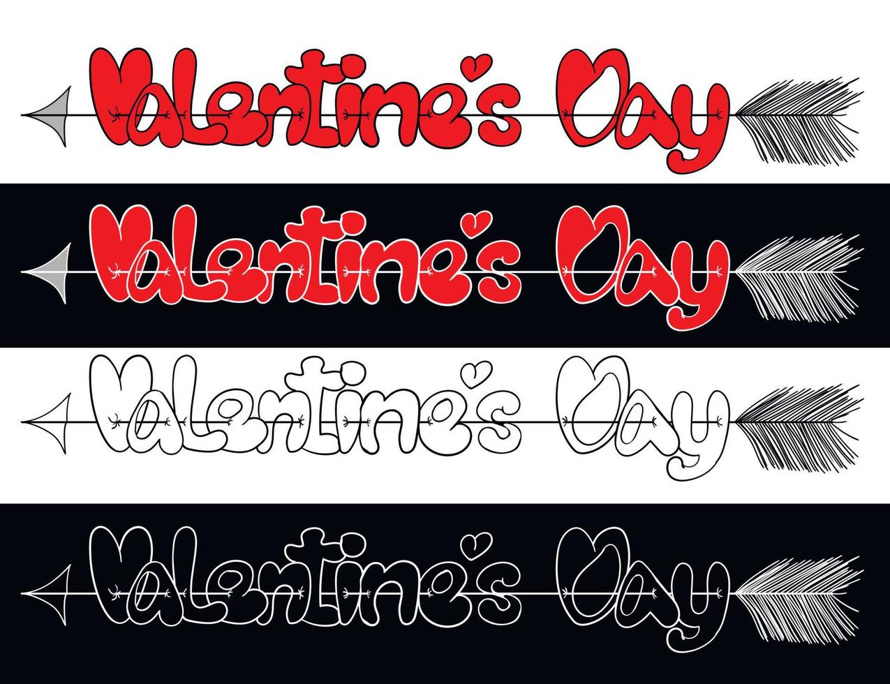 día de San Valentín. letras de ilustración vectorial con flecha para fondo, tetile, pancartas, volantes. vector