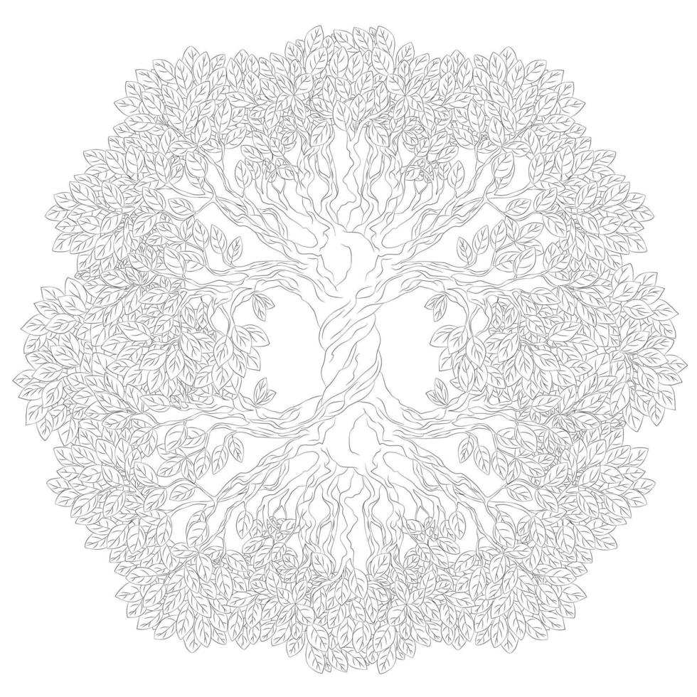 Yggdrasil tree. Celtic symbol of the ancient Vikings. The symbol of the ancient peoples of northern Europe. Norse cosmology, is an immense and central sacred tree. vector