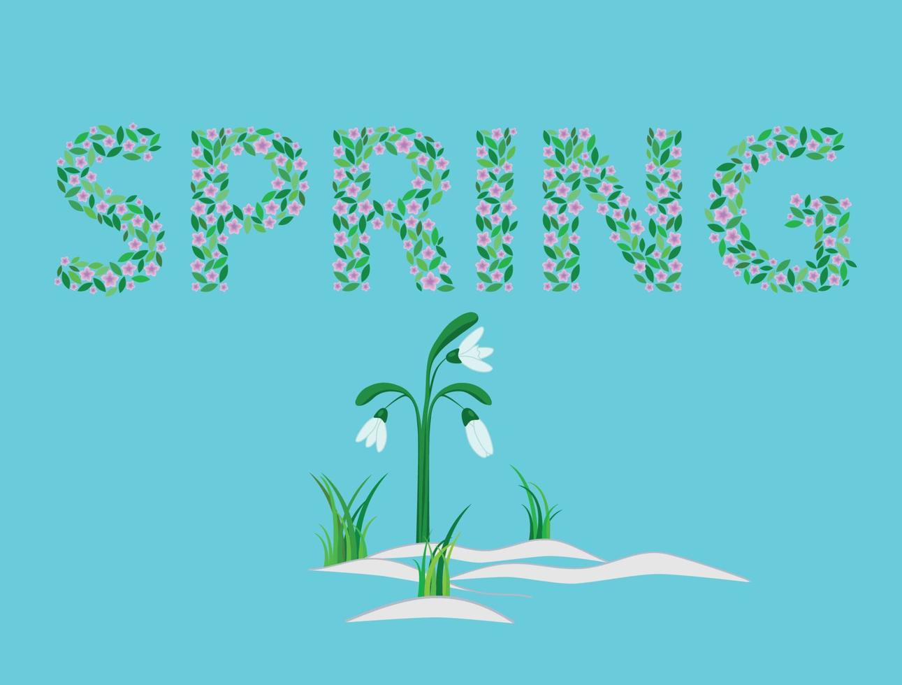 Word SPRING,  consists of the elements. Capital letters. vector