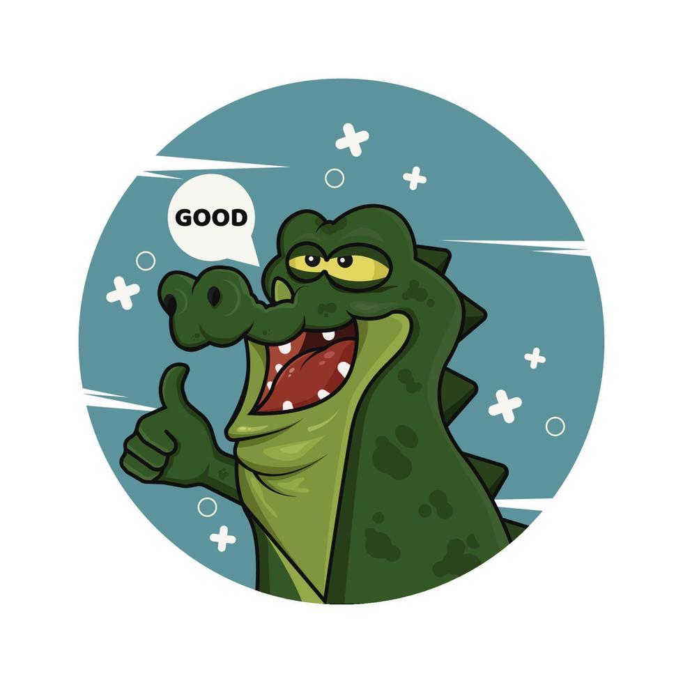 Crocodile with GOOD hand gesture vector illustration