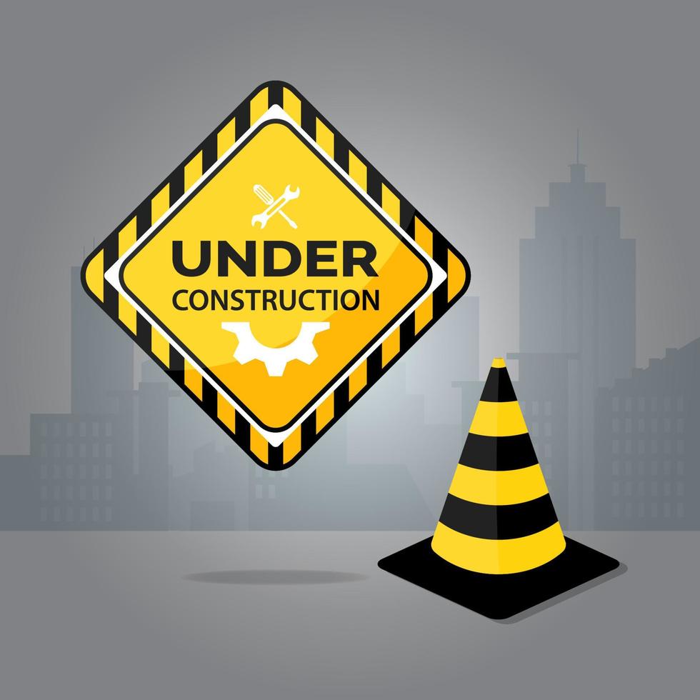 Warning under construction sign design vector illustration