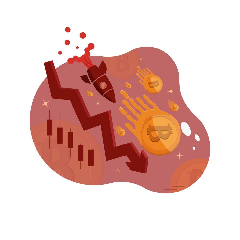 Ilustración de vector de precio de bitcoin abajo