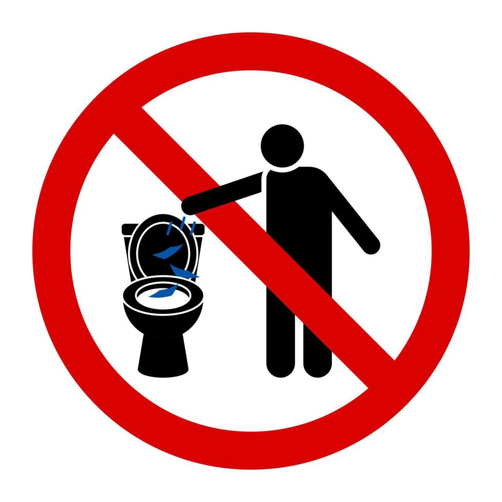 precaución no tirar basura al inodoro signo diseño vector ilustración