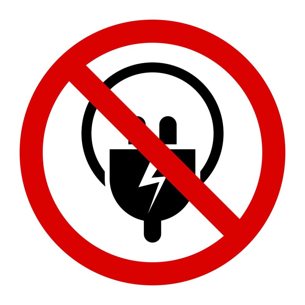 Warning no electric plug sign and symbol graphic design vector illustration