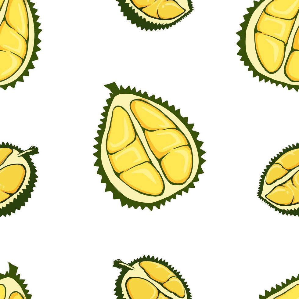 patrón sin costuras lindo durian frutas vector ilustración.