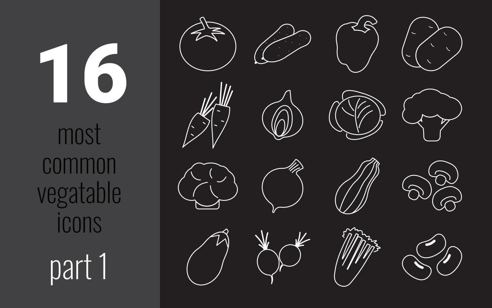 Most common vegetables thin line web icon set. Outline icons collection. Simple vector illustration.