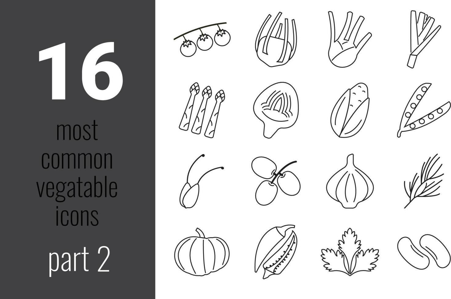 conjunto de iconos web de línea delgada de verduras más comunes. colección de iconos de contorno. ilustración vectorial sencilla. vector