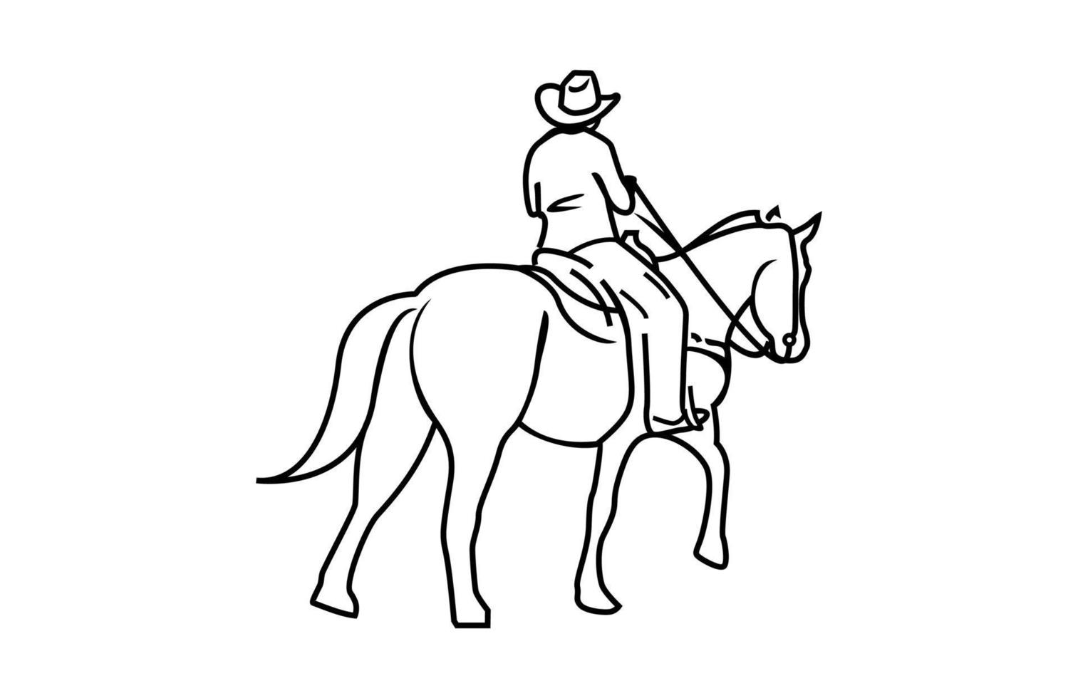 vector, hombre, equitación, caballo, ilustración vector