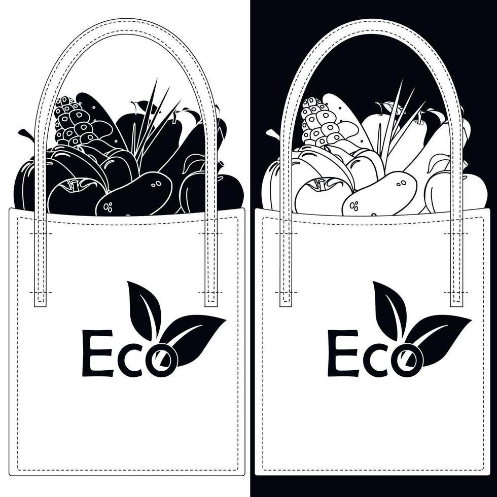 Eco bag with vegetables and fruits. Illustration of an environmental product that is used for recycling, as an example of environmental conservation. vector