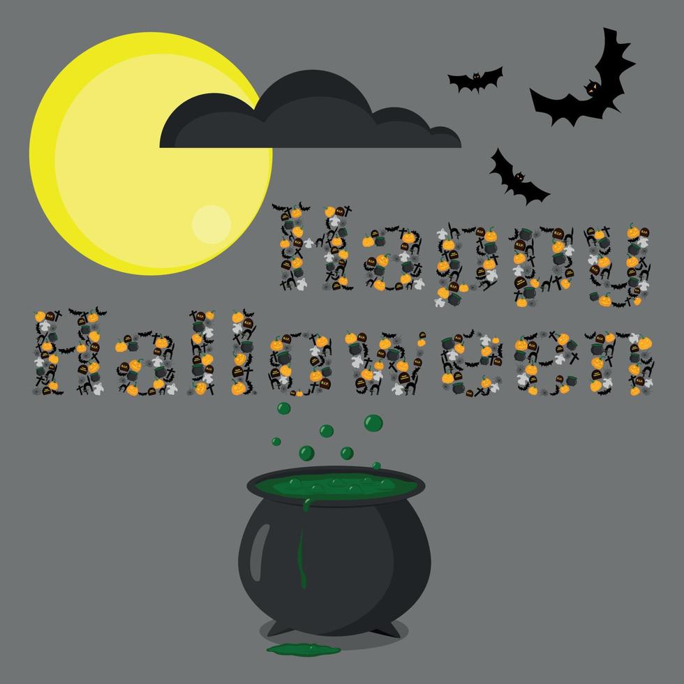 Halloween word  consists of the elements. vector