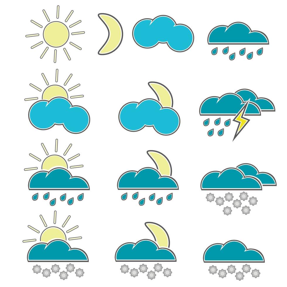 diferentes íconos meteorológicos para el sitio web. vector