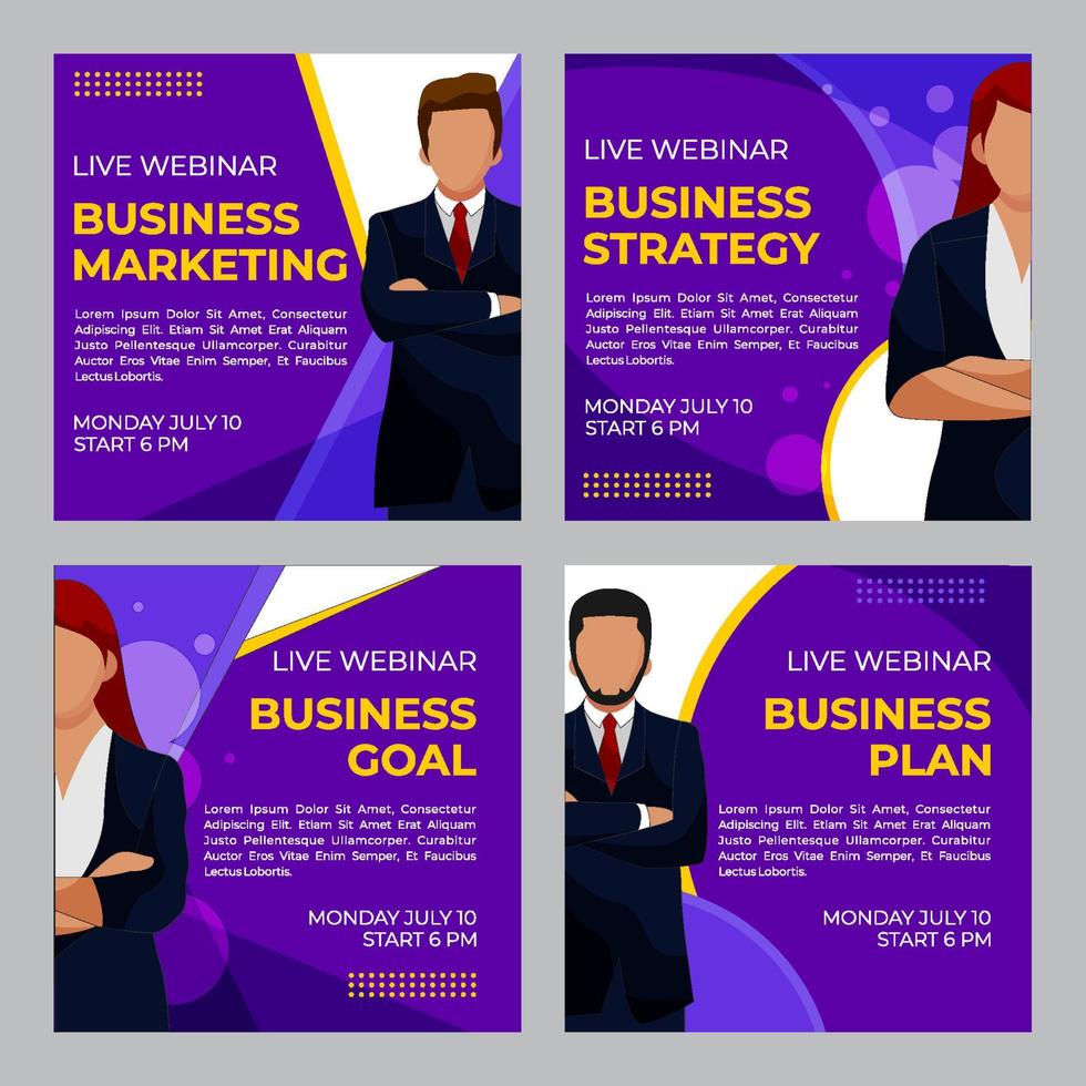 Online Webinar Social Media Posts vector