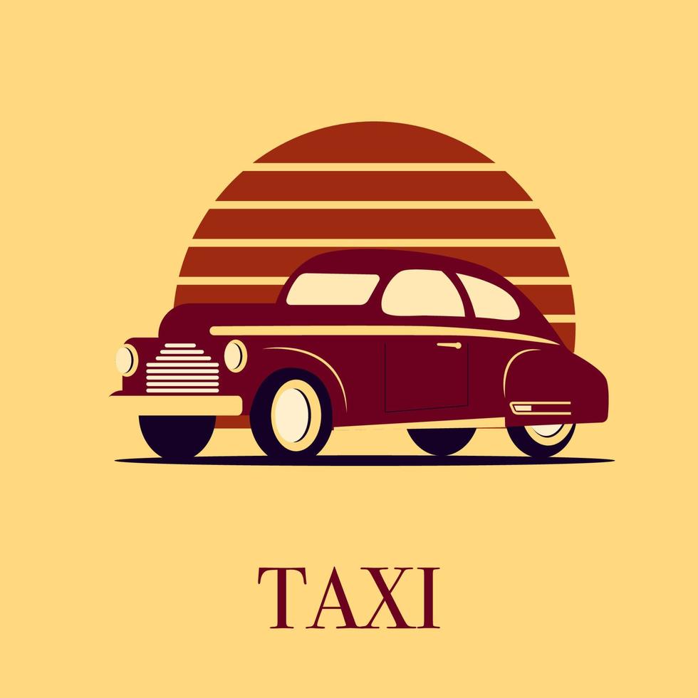 Retro avto. Concept taxi on a sandy color background. Vector