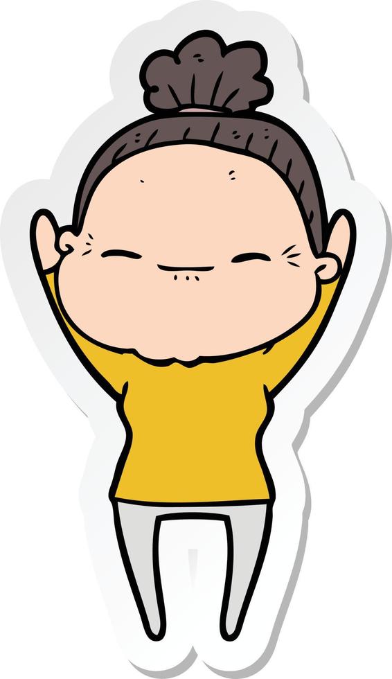 sticker of a cartoon peaceful old woman vector