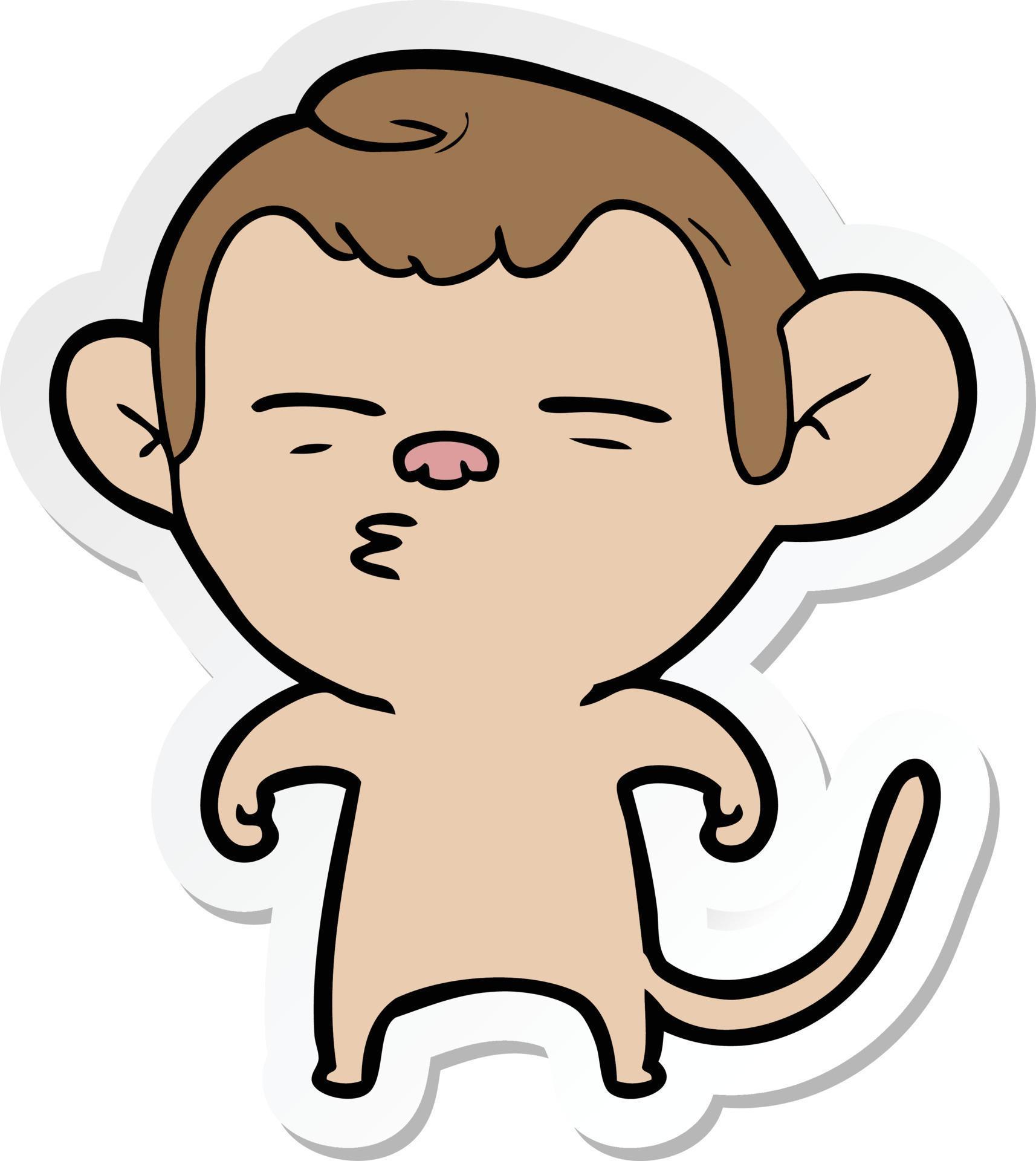 sticker of a cartoon suspicious monkey 8380341 Vector Art at Vecteezy