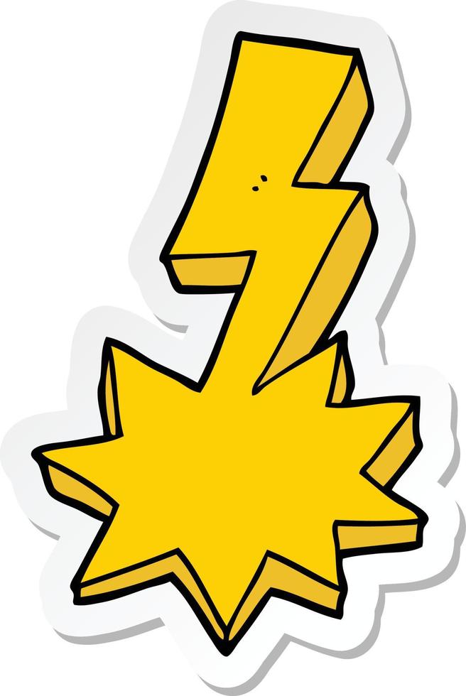 sticker of a cartoon lightning strike vector