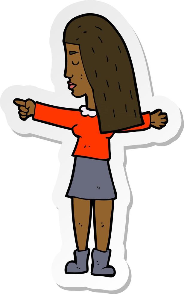 sticker of a cartoon woman pointing vector