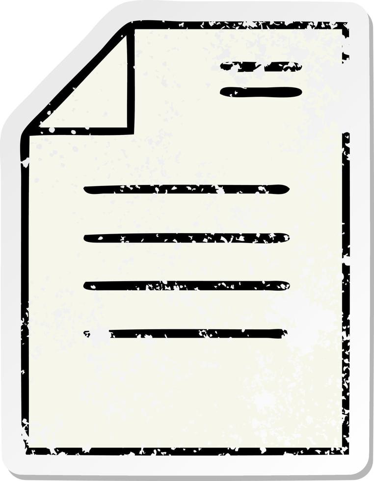 distressed sticker of a cute cartoon sheet of paper vector