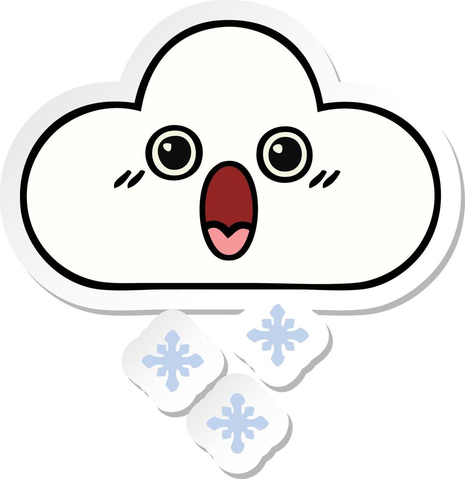 sticker of a cute cartoon snow cloud vector