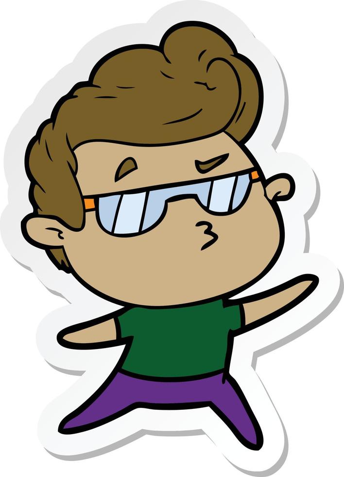 sticker of a cartoon cool guy vector