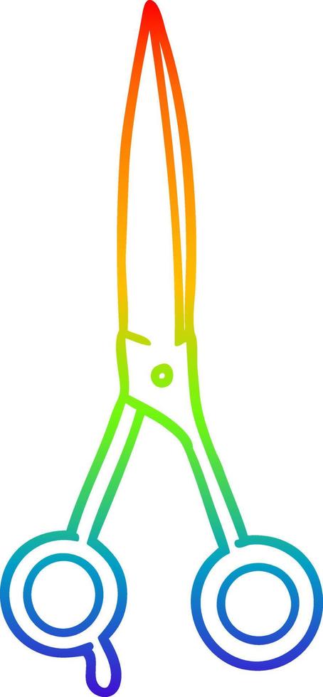 rainbow gradient line drawing cartoon barber scissors vector