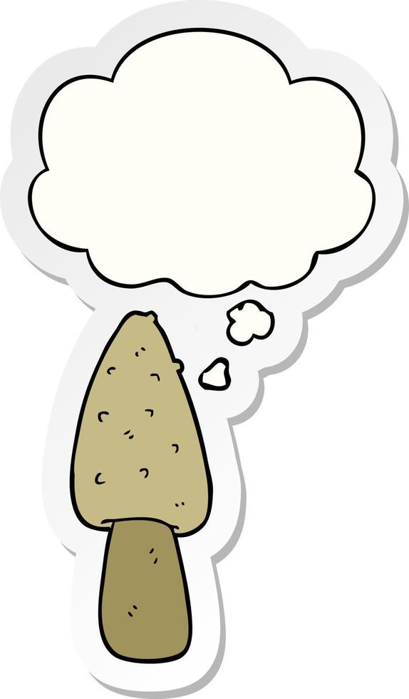 cartoon mushroom and thought bubble as a printed sticker vector