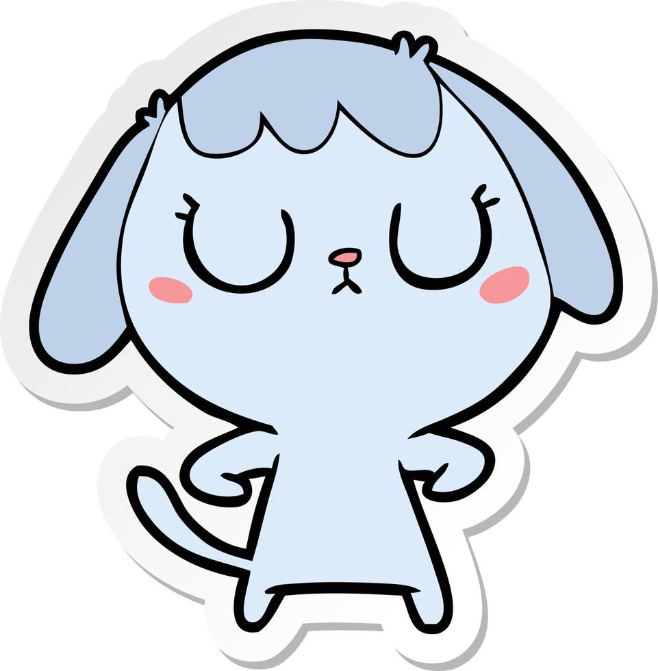 sticker of a cute cartoon dog vector