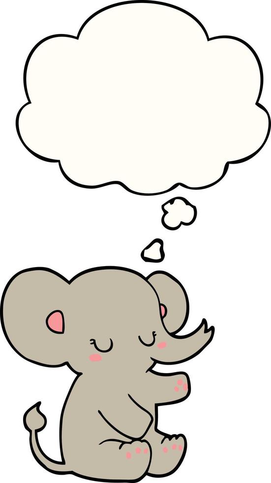 elefante de dibujos animados y burbuja de pensamiento vector