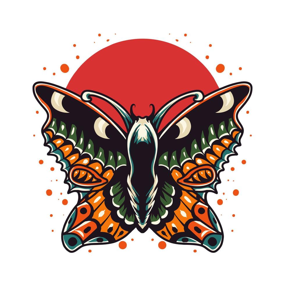 Ilustración de vector de mariposa retro